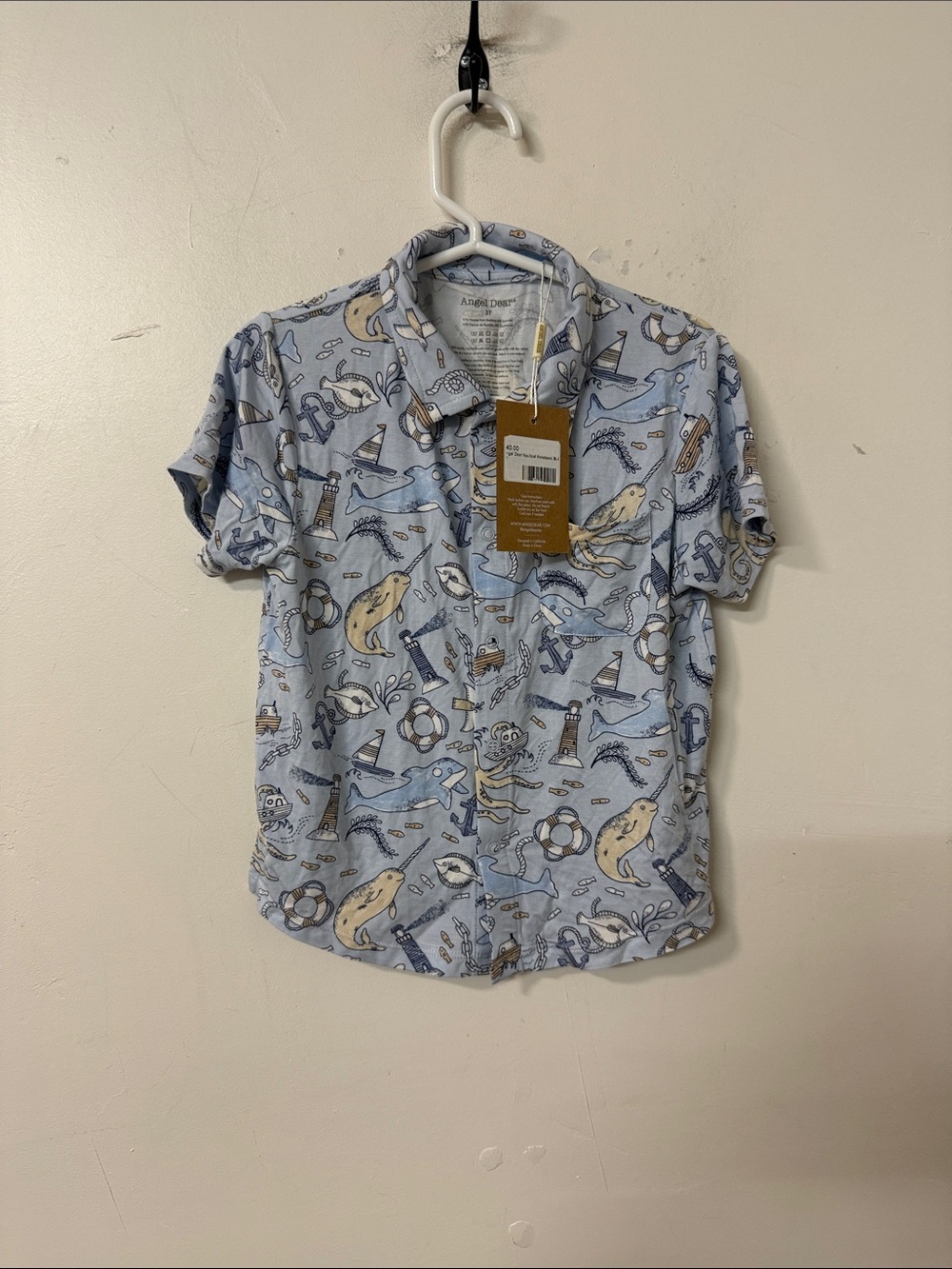 Angel Dear Light Blue Nautical Button-Down Shirt